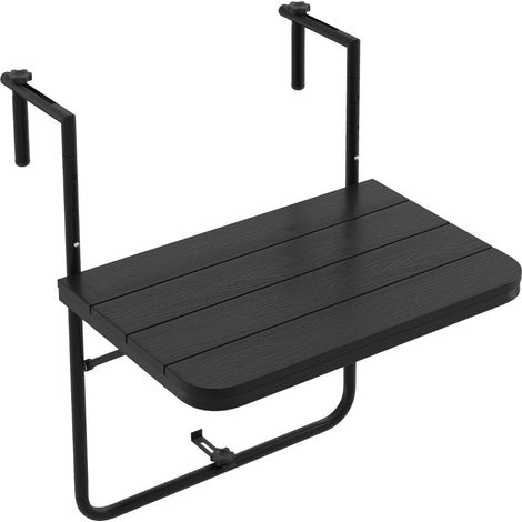 Mesa de balcón plegable colgante 62,5 x 60 x 73/78,5/84 cm ajustable a 3 niveles diseño de exterior en color negro caderas 200013897
