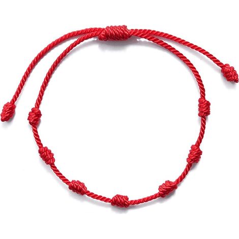 Bracelet anti-mauvais œil rouge 7 nœuds Kabbale Cordon rouge Bracelet porte-bonheur Pour hommes et femmes Amulette ajustable faite main
