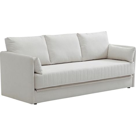 Divano letto 3 posti in tessuto beige - GRECCO (1/5)