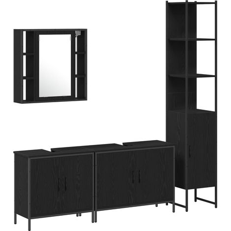 Maison Exclusive - Set di mobili per il bagno 4 pcs Nero Legno multistrato