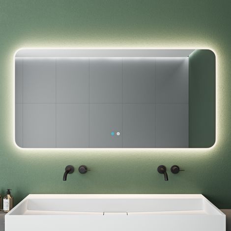 Mai & Mai Badspiegel mit LED Beleuchtung Wandspiegel 140x70cm Bad-Spiegel mit Touchschalter, Beschlagfrei durch Antifog-Schicht 4500K Nova-02 (1/5)