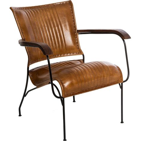 Poltrona hoper in pelle marrone cognac - Atmosphera créateur d'intérieur (1/5)