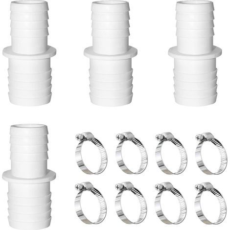 Raccord Tuyau Piscine 38mm,Adaptateur Tuyau Arrosage 4 Pcs,Adaptateur Tuyau Piscine 38 a 38,Accessoires Piscine avec 8 Acier Colliers Serrage (1/5)