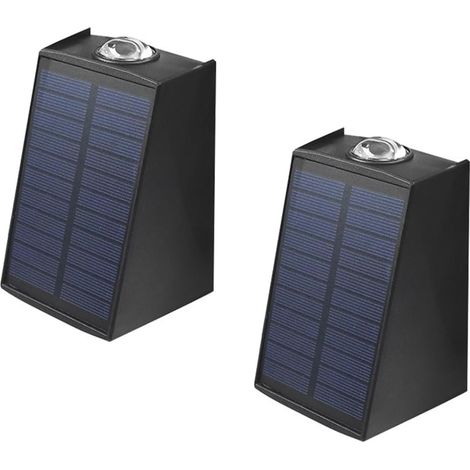 Lámpara LED solar impermeable de exterior de 2 piezas, luz ambiental negra blanca cálida, luz de jardín para uso exterior. (1/5)