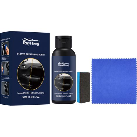 RAYHONG Produit de rénovation plastique protecteur - Revêtement antiadhésif pour une finition lisse et éclatante élimine les ternissures et protège de la poussière. 50 ml + 1 éponge + 1 chiffon. (1/5)