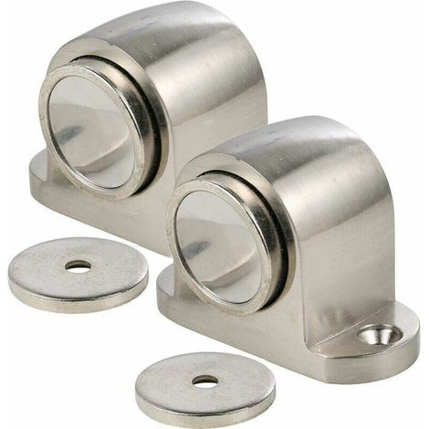 2Pcs Alloy Magnetic Door Stop with Locking Screw Holder Field Fixed Brushed Finish (1/4)
