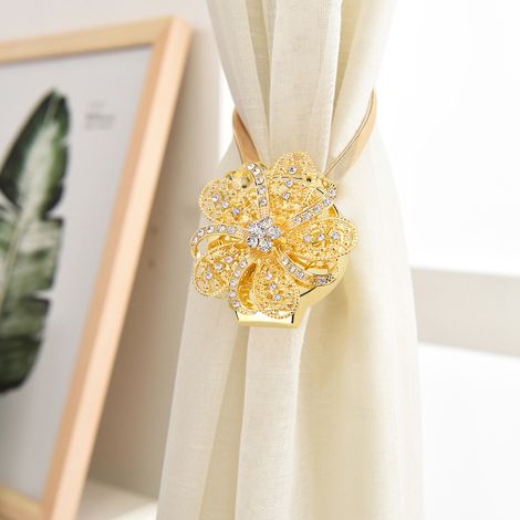 Clip de rideau magnétique rétractable en forme de fleur, boucle porte-ceinture, accessoires de ceinture, maison dorée (1/5)