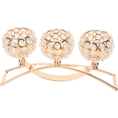 Porte-bougies doré à 3 branches style européen, anti-vent et stable pour mariage, fêtes et Noël (1/5)