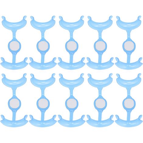 10 pièces Écarteur buccal dentaire en M, écarteur de joues, ouvre-bouche orthodontique (Bleu) (1/5)