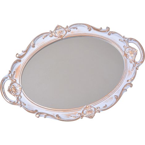 Miroir rétro européen dortoir salle de bain vanité moderne Simple plateau Photo décoration accessoires ovale argent taille: 37x25x2 (1/5)