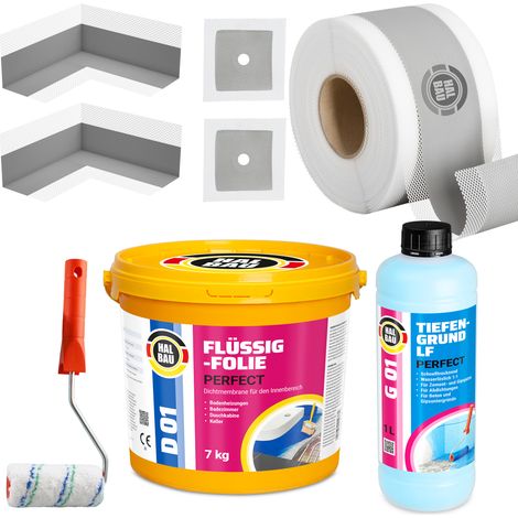 HALBAU Dichtset für Duschabdichtung Bad Abdichtung Dichtband Flüssigfolie 7kg H14 (1/5)