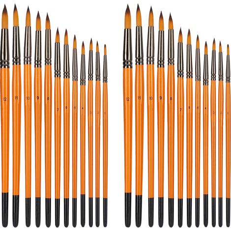 Kit de 2 pinceaux artistes queue noire double couleur, laine de nylon pour aquarelle, outil de peinture étudiant (1/5)