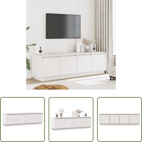 vidaXL Bois de pin - Meuble TV Blanc 156x37x45 cm Bois de pin massif (1/5)