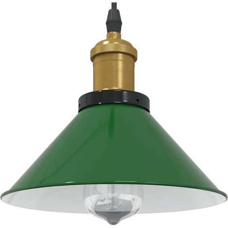 Lampe suspendue vintage hauteur réglable espace cuisine salon 22 x 10 cm en métal vert brillant