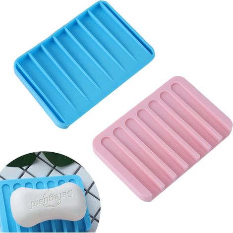 Kanyka Set of 2 Silicone Soap Dish with Drain, Soap Dish Soap Box, Colorful Soap Dish for Shower, Bathroom, Kitchen, for Kitchen Bathroom Sponge Soap. (1/5)
