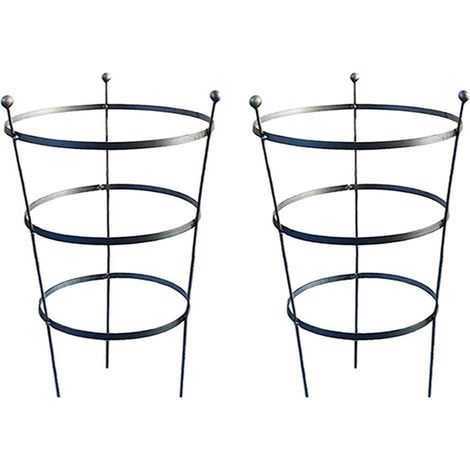 62cm Tall Peony Cage Plant Support - Plastic Coated in Black - Pair