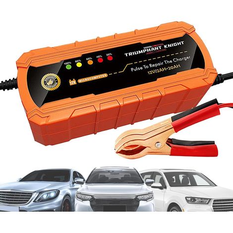 Chargeur de batterie de voiture intelligent - Chargeur de batterie automobile, chargeur d'impulsion à charge rapide Chargeur de batterie au plomb et acide avec écran intelligent, chargeur de (1/5)