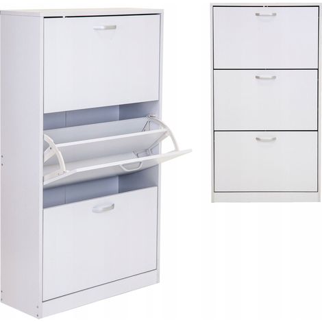 Meuble à chaussures, étagère à chaussures à 3 compartiments, commode spacieuse pour l'entrée, étagère (1/5)