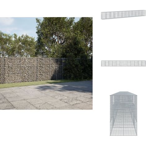 The Living Store Panier gabion avec couvercle 1200x100x150 cm fer galvanisé - Aménagement extérieur (1/5)