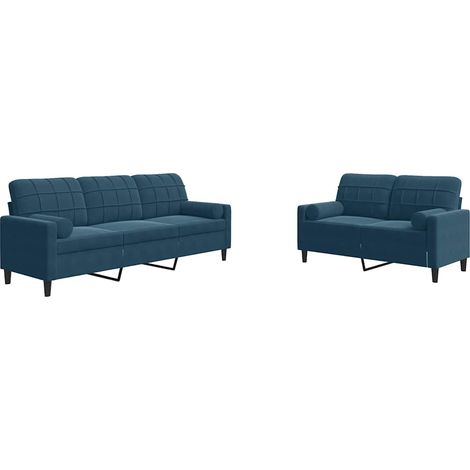 Maison Exclusive - Set di Divani 2 pz con Cuscini e Rinforzi Blu in Velluto