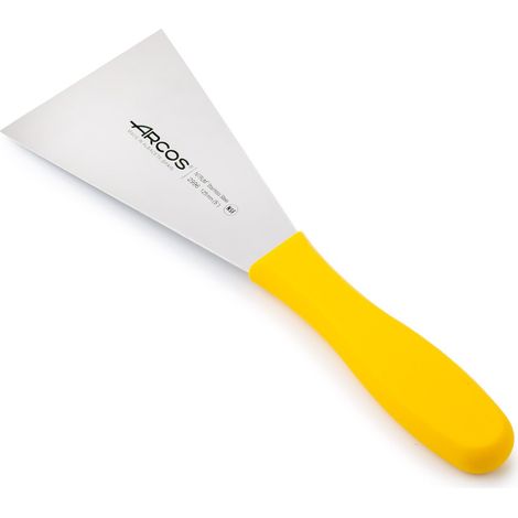 Spatola Arcos 2900 - 299600 in acciaio inox Nitrum e mango polipropilene ergonomico lama gialla e 12,5 x 9 cm, con gancio di copertura