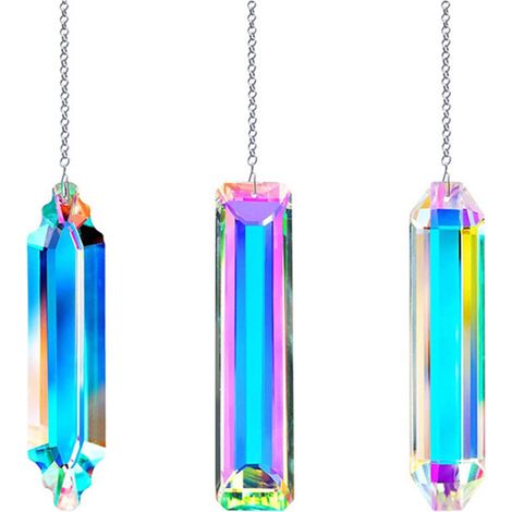 Set aus 3 Kristall-Sonnenfängerprismen, Regenbogeneffekt, zum Aufhängen (12,5 cm)