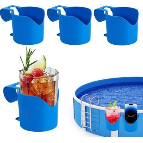 Lot de 4 porte-gobelets de piscine, porte-gobelets de piscine, porte-gobelets à eau pour piscine, jacuzzi, sans déversement, accessoires de piscine pour boissons, téléphone portable (1/5)