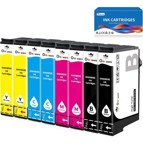 Cartouches d'encre Compatible pour Epson Cartouche pour XP-2100 XP-2105 XP-3100 XP-3105 XP-4100 XP-4105 Workforce WF-2810 WF-2830 WF-2835 WF-2850 (8 Pack) (1/5)