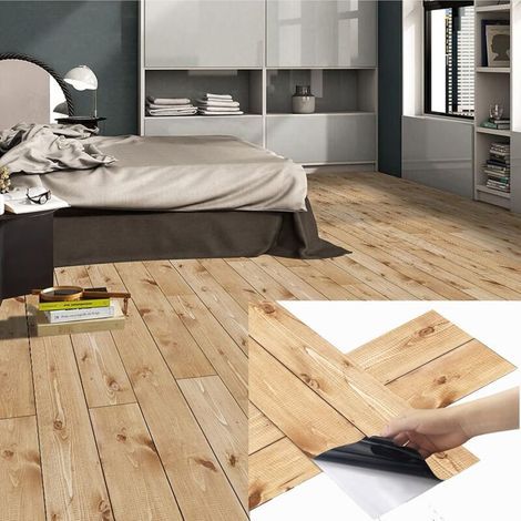Sticker carrelage grain de bois PVC autocollant imperméable – 20x300cm – Décoration murale cuisine et sol chambre – Anti-moisissure et antibactérien (1/5)