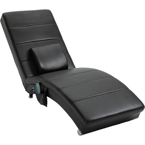 Fauteuil relax en cuir synthétique avec fonction massage 8 points, télécommande, 58 x 163 x 87 cm, noir (1/5)