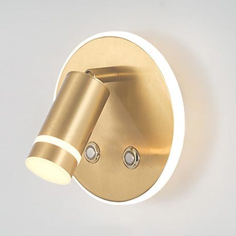 Applique murale en laiton, lampe de chevet, orientable à 360° + 90°, 3 modes de couleur (1/5)