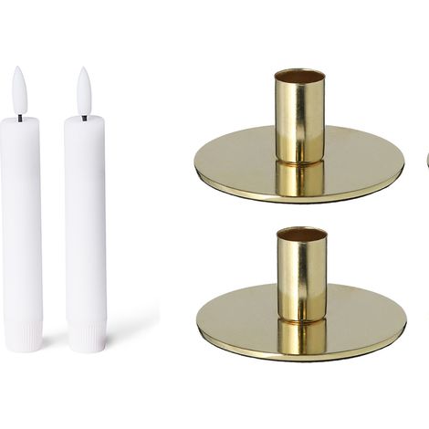 2x Novaliv Standkerzenhalter Stabkerzenhalter 2 x 10cm Gold (1/4)