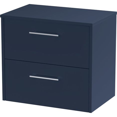 Winshill Contemporary 2 Drawer Wall Hung Vanity Unit with Worktop, 600mm