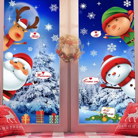Autocollants Fenêtre Noël - Décoration Vitre Statique PVC Sans Colle - Pour Vitrines Magasins Bureau Maison - 24 Pièces (1/5)