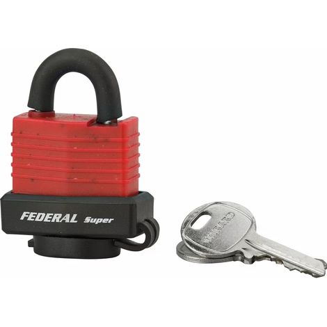 THIRARD - Cadenas à clé Fédéral Lock Sea Line Rouge, laiton, extérieur, anse inox, 35mm, 2 clés - THIRARD