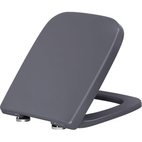 WOLTU Soft Close Toilet Seat with Quick Release, Anti-Bacterial Toilet Seats White with Adjustable Hinges, Square Shape Toilet Lid Loo Seat Bluish Grey (1/5)