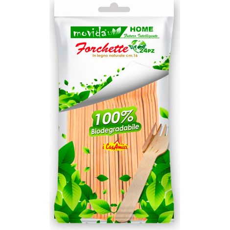 Set 24 Forchettine In Legno Movida 16cm