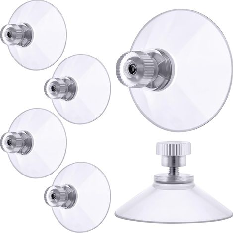 ventouse a visser, 10 Pièces 32mm Ventouses Transparentes avec Filetage, Extra Fortes PVC Plastique Suspension Rideau Isolant Ventouse pour Camping (1/5)