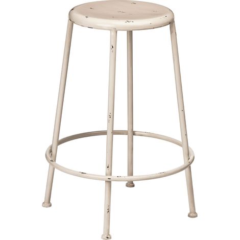 Premier Housewares Artisan Cream Metal Round Footrest Stool (1/2)