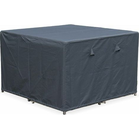 RHG Housse de protection 112x112cm gris foncé Bâche carrée en polyester enduit PA pour tables de jardin Firenze 4. Vasto 8. Vabo 8 et Cubo 8 Gris foncé