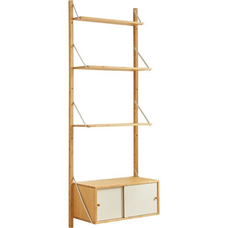 Estantería de diseño atemporal para salón/dormitorio mueble de almacenaje de pared de bambú 176 x 65 x 34 cm acabado natural 030011294 (1/4)