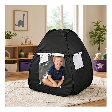 Tente Sensorielle, Pop Up Tente De Jeu, Tente Enfant Cabane Intérieur Exterieur, Coin Sensoriel Noir (1/3)