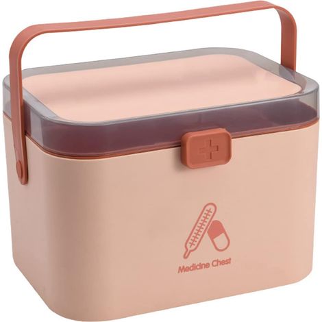 Grande boîte de rangement pour médicaments à domicile, boîte de premiers secours pliable à 2 compartiments, boîte de rangement portable pour médicaments, grande armoire à pharmacie pour la maison (1/5)