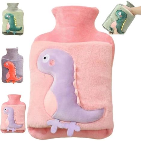 Bouillotte, 2L Grand Bouillotte Regles Douloureuses en Peluche pais et Dlicat, Bouillotte Eau Chaude 100% dinosaure rose BOUILLOTTE (1/5)