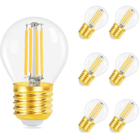 ZMH Ampoule LED E27 : 6 pièces ampoule Edison vintage blanc chaud ampoule rétro G45 2700K ampoules 4W -source de lumière à filament lampe à économie d'énergie en verre de haute qualité (1/5)