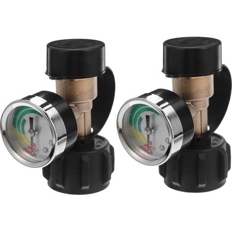 2 pièces Adaptateur de Réservoir Propane Laiton Massif avec Manomètre de (1/5)
