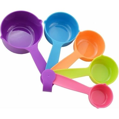 Set mit 5 mehrfarbigen Messbechern/-löffeln zum Kochen und Backen (1/2)