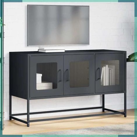 853340 Meuble TV anthracite 100,5x39x60,5 cm acier laminé à froid (1/5)