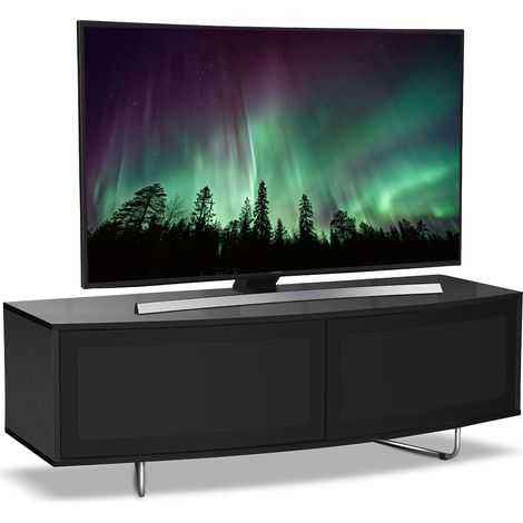 Centurion Supports Caru Gloss Black Beam-Thru Remote Friendly Super-Contemporary "D" Shape Design 32"-65" LED/ OLED / LCD TV Cabinet (1/5)