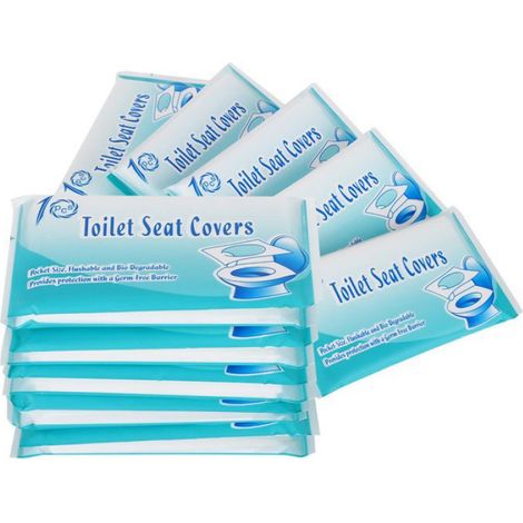 tapis de couverture de siège de toilette Housse de siège de toilette jetable, 5 sacs, Soluble dans l'eau, luminaire pack (1/5)